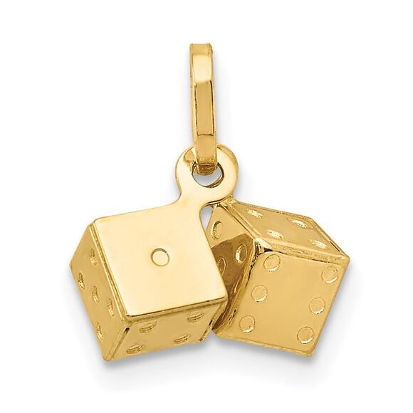Kazi Luxury 14k Yellow Gold 3D Dice Charm